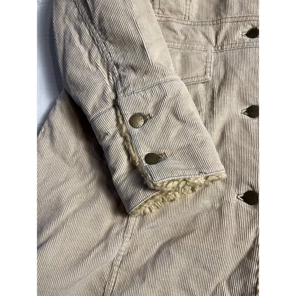VTG-Y2K-Static Womens XL Beige Corduroy Coat Faux Fur Collar & Cuffs Penny lane - Picture 9 of 16